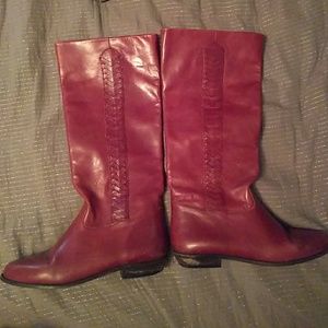 Red leather boots